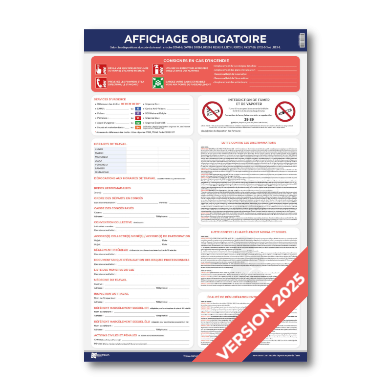 découvrez les panneaux d'affichage obligatoire indispensables pour votre entreprise afin de respecter la réglementation en vigueur et assurer la sécurité de vos employés.